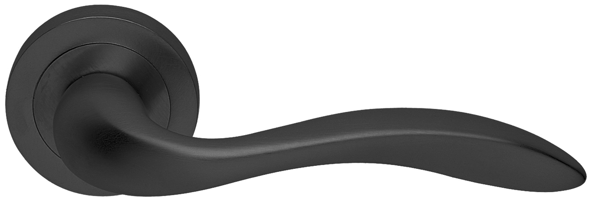 Ручка дверная LEON R2 NERO раздельная на круглой розетке, цвет - черный фото 1 Ручка дверная LEON R2 NERO раздельная на круглой розетке, цвет - черный фото купить Красноярск