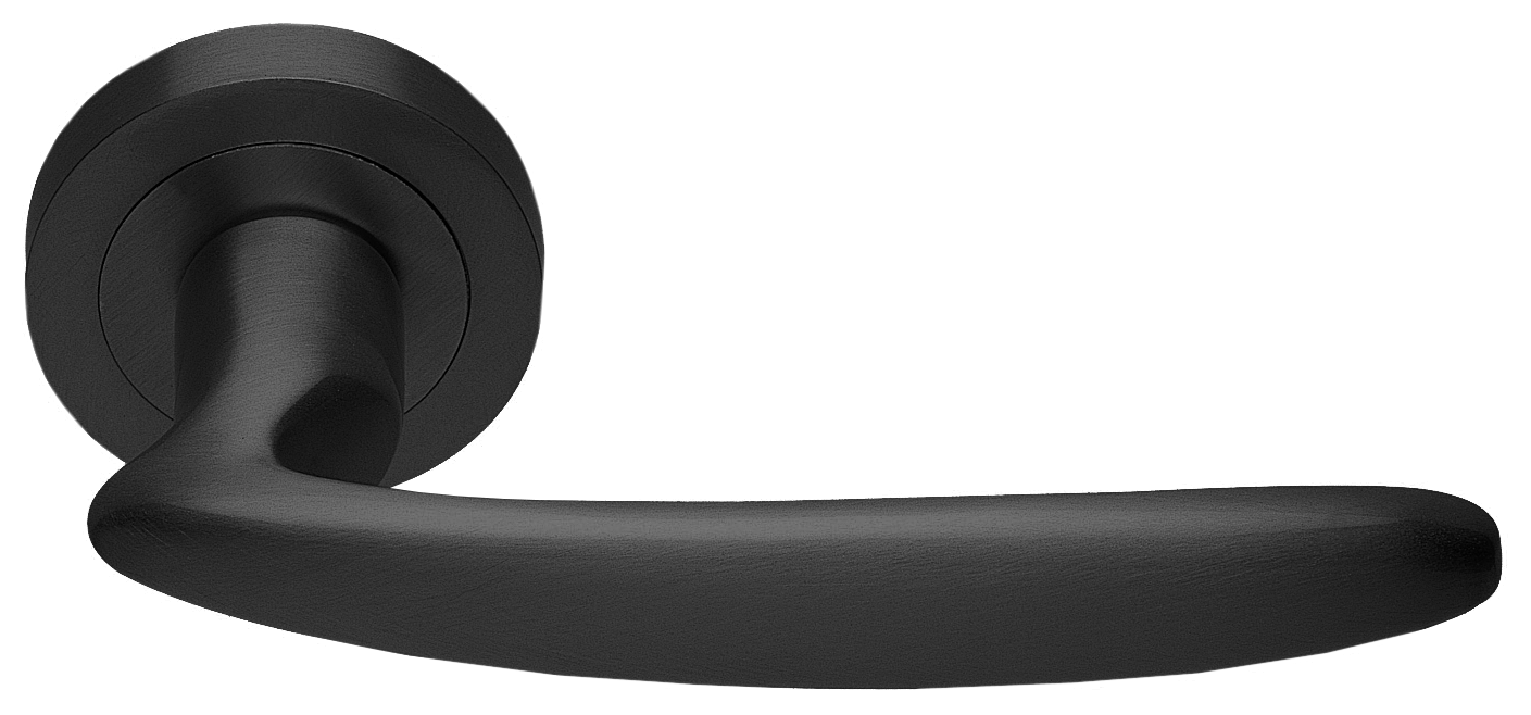 Ручка дверная FLAMINGO R2 NERO раздельная на круглой розетке, цвет - черный фото купить Красноярск