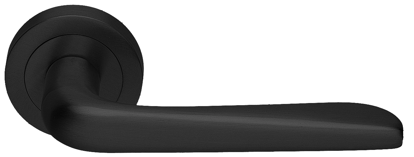 Ручка дверная PETRA R2 NERO раздельная на круглой розетке, цвет - черный фото 1 Ручка дверная PETRA R2 NERO раздельная на круглой розетке, цвет - черный фото купить Красноярск