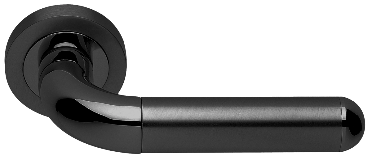 Ручка дверная GAVANA R2 NERO раздельная на круглой розетке, цвет - черный фото 1 Ручка дверная GAVANA R2 NERO раздельная на круглой розетке, цвет - черный фото купить Красноярск
