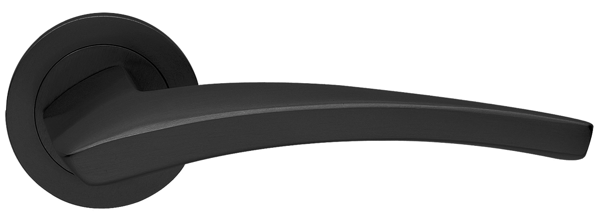 Ручка дверная WIND R2 NERO раздельная на круглой розетке, цвет - черный фото купить в Красноярске