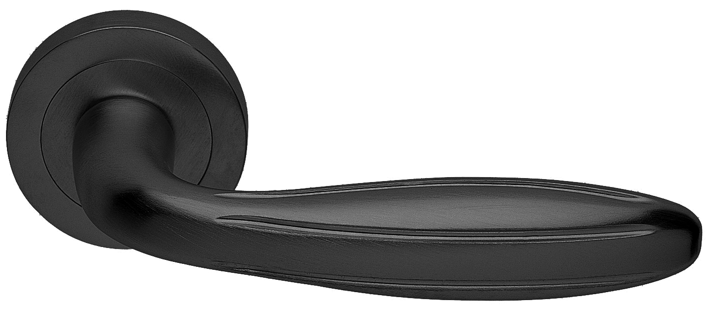 Ручка дверная BUD R2 NERO раздельная на круглой розетке, цвет - черный фото купить в Красноярске