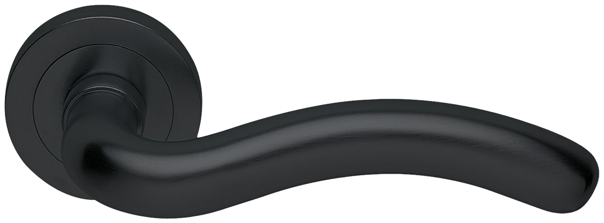 Ручка дверная SNAKE R2 NERO раздельная на круглой розетке, цвет черный, латунь фото купить в Красноярске