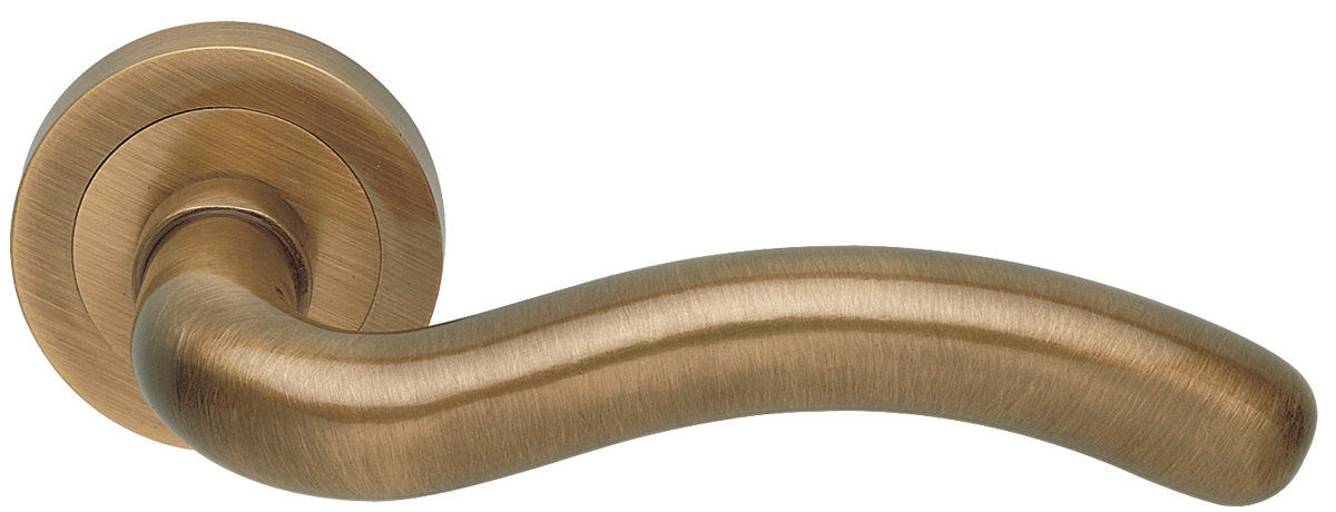 Ручка дверная SNAKE R2 BGO раздельная на круглой розетке, цвет матовая бронза, латунь фото купить в Красноярске