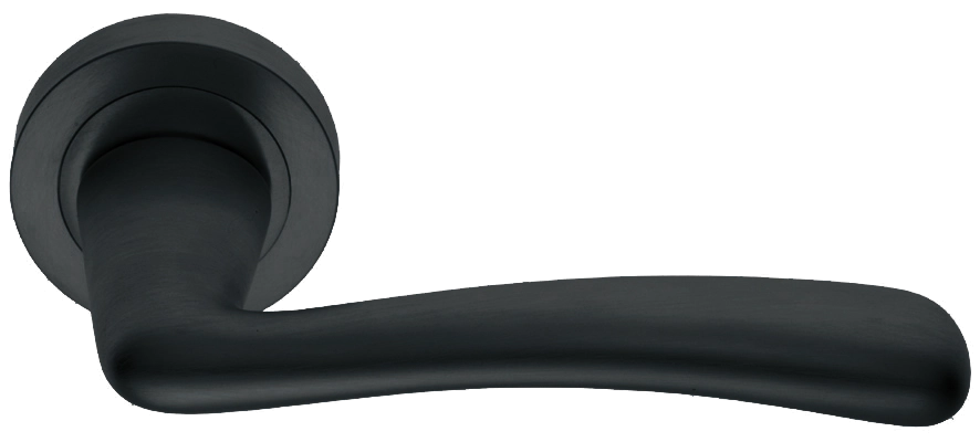 Ручка дверная COCKATOO R2 NERO раздельная на круглой розетке, цвет черный, латунь фото купить в Красноярске