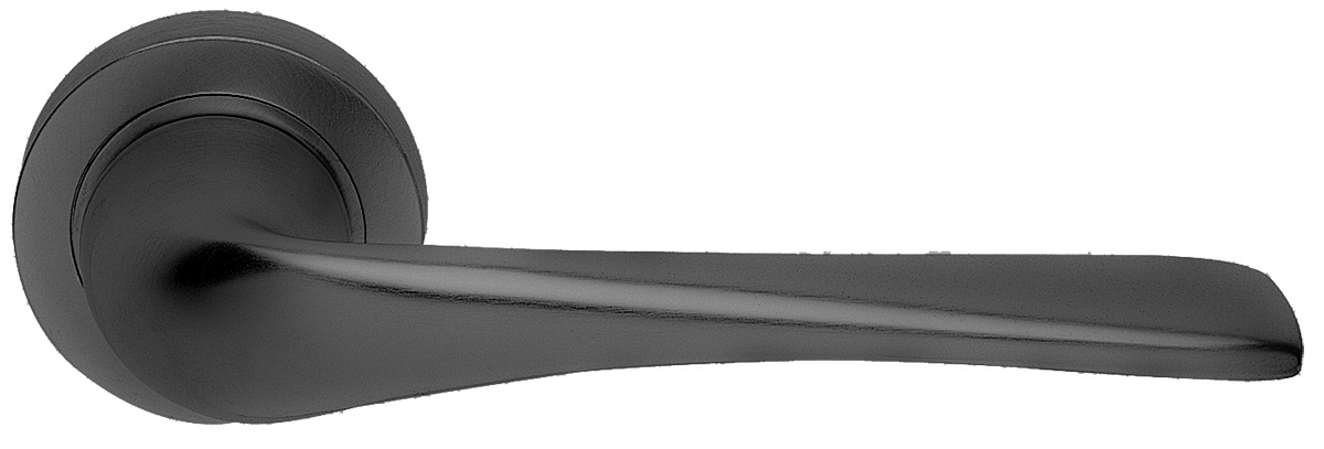 Ручка дверная LE MANS R2 NERO раздельная на круглой розетке, цвет - черный фото купить в Красноярске