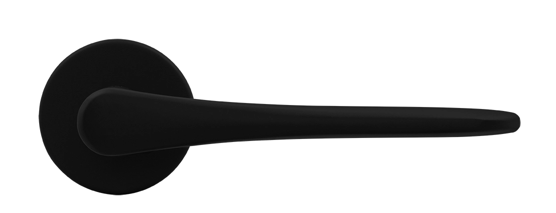 Ручка дверная AULA R5 NERO-ST на круглой розетке, цвет черный soft-touch, ЦАМ фото купить в Красноярске