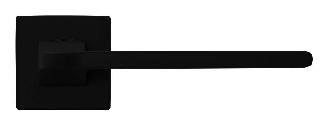 Ручка дверная SPUTNIK S5 NERO-ST на квадратной розетке, цвет черный soft-touch, ЦАМ фото фурнитура Красноярск