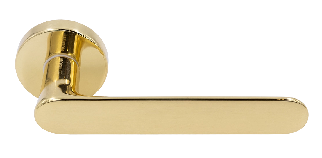Ручка дверная LE BOAT R5 OTL раздельная на круглой розетке, цвет золото, латунь фото купить Красноярск