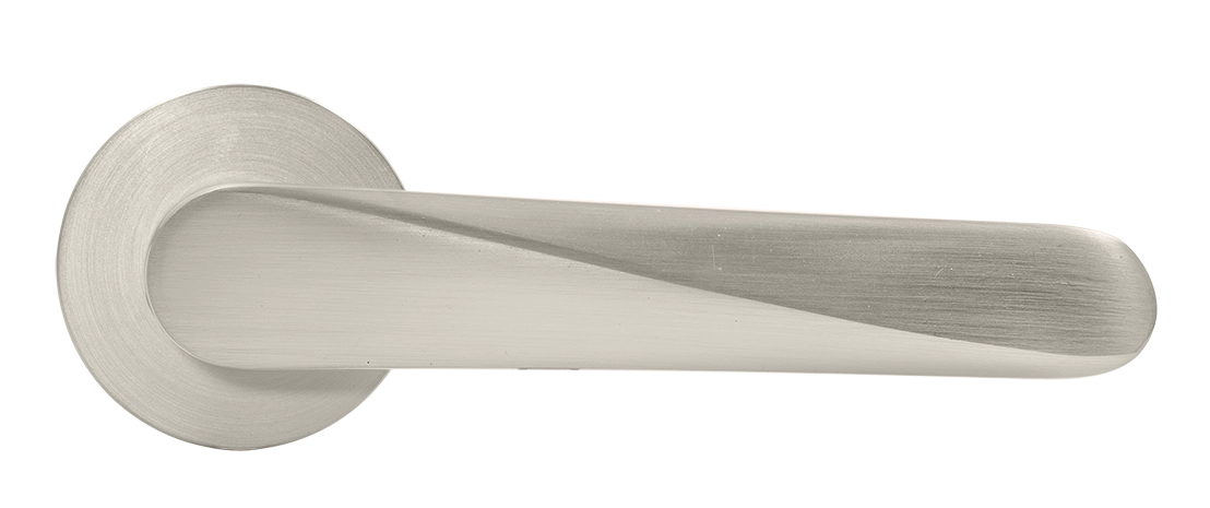 Ручка дверная CAYAN MH-58-R6 MSN раздельная на круглой розетке 6 мм, цвет матовый сатинированный никель, ЦАМ фото купить в Красноярске