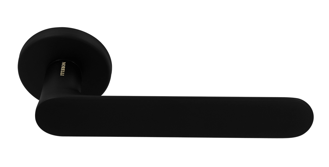 Ручка дверная LE BOAT R5 NERO-ST раздельная на круглой розетке, цвет черный soft-touch, латунь фото купить Красноярск