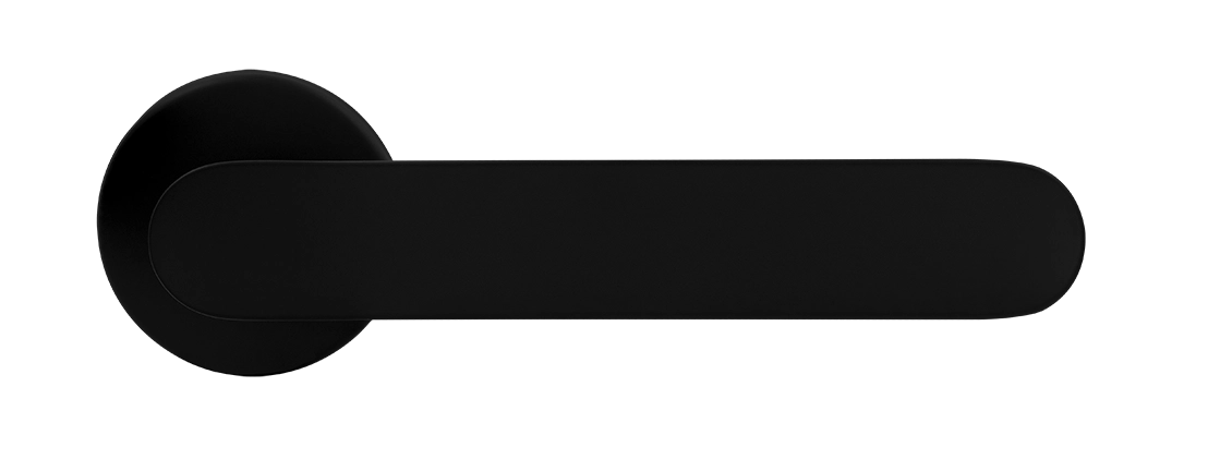 Ручка дверная LE BOAT R5 NERO-ST раздельная на круглой розетке, цвет черный soft-touch, латунь фото купить в Красноярске