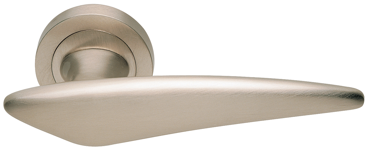 Ручка дверная BOLID R2 NIS раздельная на круглой розетке, цвет матовый никель, латунь фото купить Красноярск