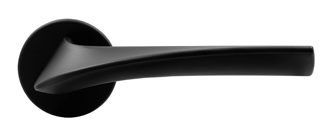 Ручка дверная COMETA R5 NERO-ST на круглой розетке цвет черный soft-touch, ЦАМ фото купить в Красноярске
