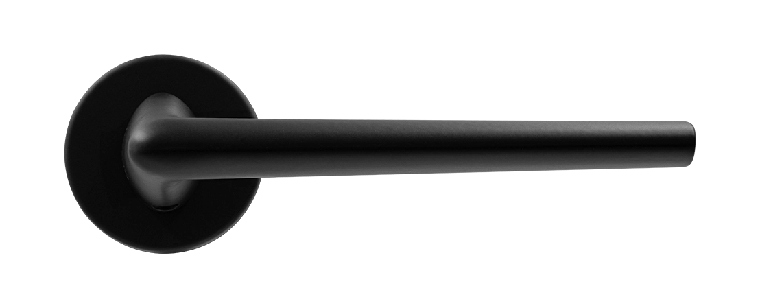 Ручка дверная THE FORCE R5 NERO-ST на круглой розетке, цвет черный soft-touch, ЦАМ фото купить в Красноярске