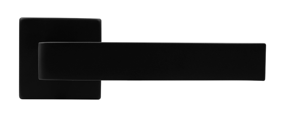 Ручка дверная HORIZONT S5 NERO-ST на квадратной розетке, цвет черный soft-touch, ЦАМ фото купить в Красноярске