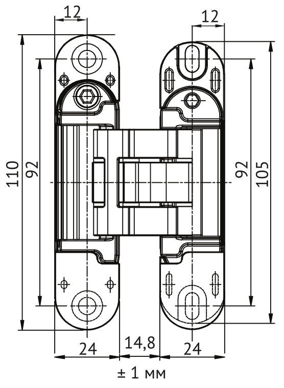 Петля скрытая HH-28 SC врезная с 3D-регулировкой вес полотна до 40 кг, цвет матовый хром фото купить в Красноярске