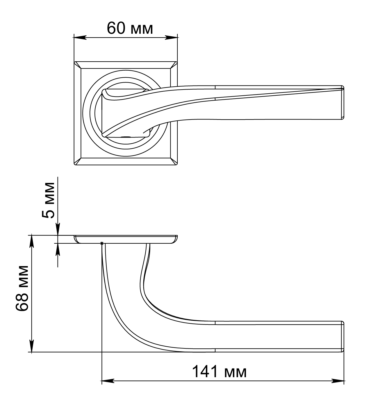 Ручка дверная WD CONCERT HALL S7 SSW на квадратной розетке, цвет Стокгольмский снегопад/Stockholm Snowfall фото фурнитура Красноярск