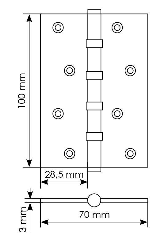 Петля карточная универсальная MBU 100X70X3-4BB COF латунь,врезная,цвет кофе фото купить в Красноярске