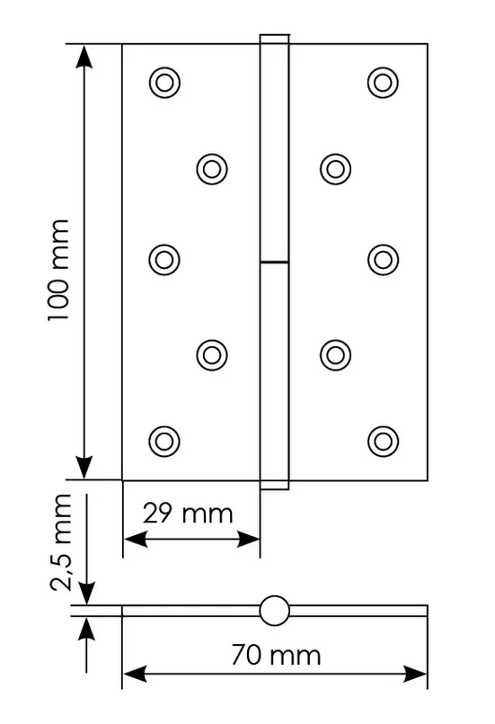 Петля универсальная разъемная MSD 100X70X2.5 AB L стальная левая, врезная, цвет бронза фото купить в Красноярске