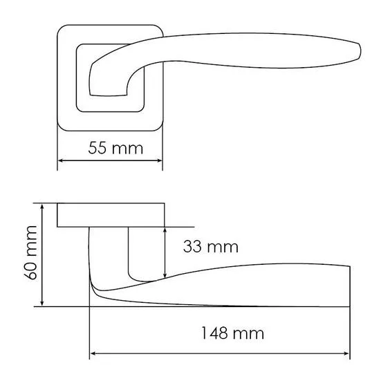 Ручка дверная SHELL MH-45 GR/CP-S55 раздельная на квадратной розетке, цвет графит/хром, ЦАМ Light фото купить в Красноярске