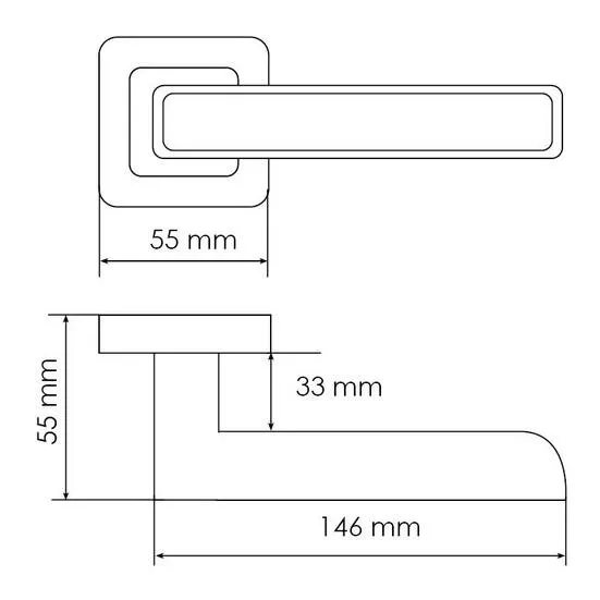 Ручка дверная FLEX MH-44 GR/CP-S55 раздельная на квадратном основании, цвет графит/хром, ЦАМ Light фото купить в Красноярске