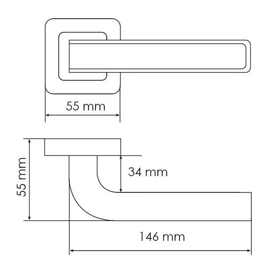 Ручка дверная EON MH-46 GR/CP-S55 раздельная на квадратной розетке, цвет графит/хром, ЦАМ Light фото фурнитура Красноярск