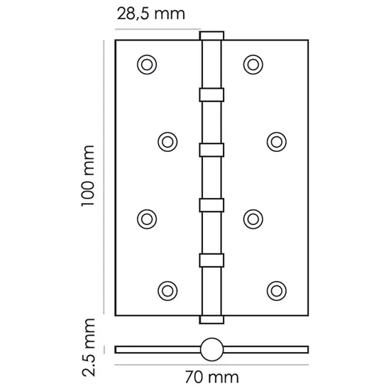 Петля карточная универсальная MS 100X70X2.5-4BB BL, врезная, цвет черный, сталь фото купить в Красноярске